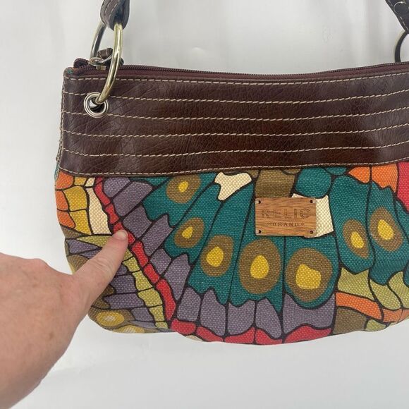Relic Womens Shoulder Bag Hobo Zip Closure Double Strap Multicolor Butterfly - Picture 4 of 15
